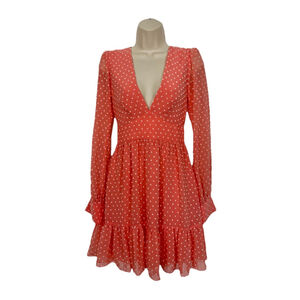 SALONI Marissa Swiss Dot Mini Dress Sz 2 Orange Party Luxury Church Cocktail